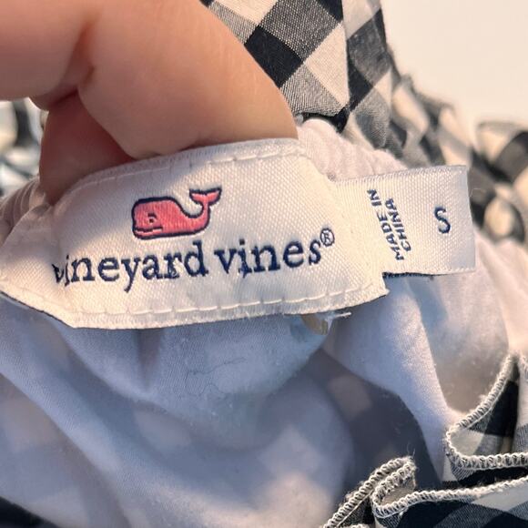 Vineyard Vines Women’s Black Gingham Off the Shoulder Mini Dress Small NWOT - Picture 6 of 10